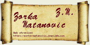 Zorka Matanović vizit kartica